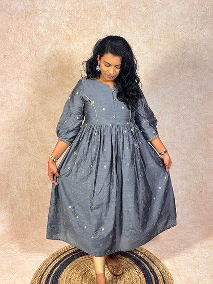 Grey Silk Cotton Kurti (YM0035)