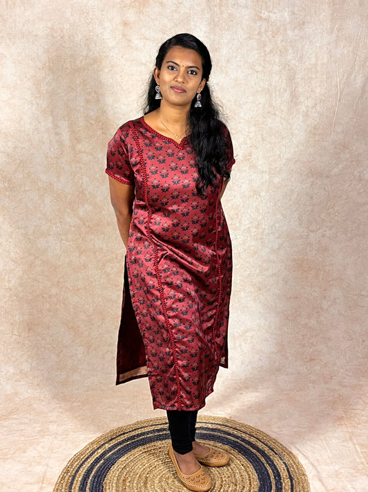 Maroon Semi-Modal Kurti (YM0001)
