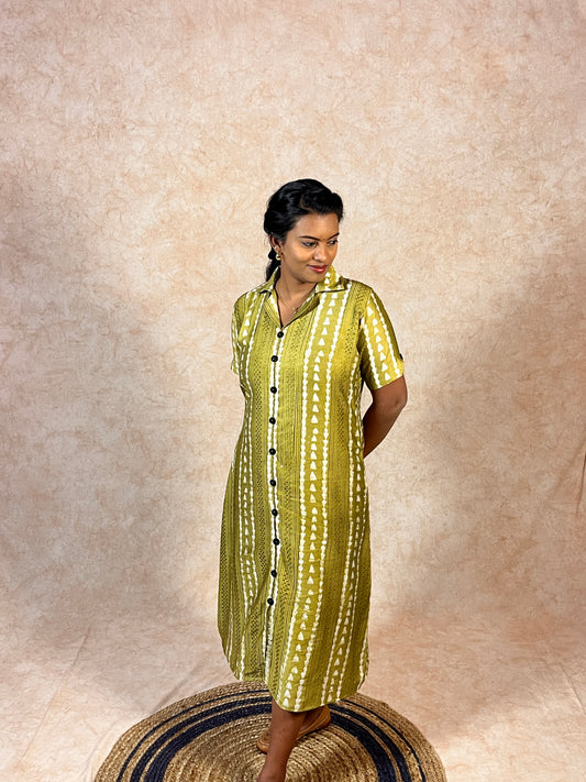 Green Silky Batik Kurti (YM0005)