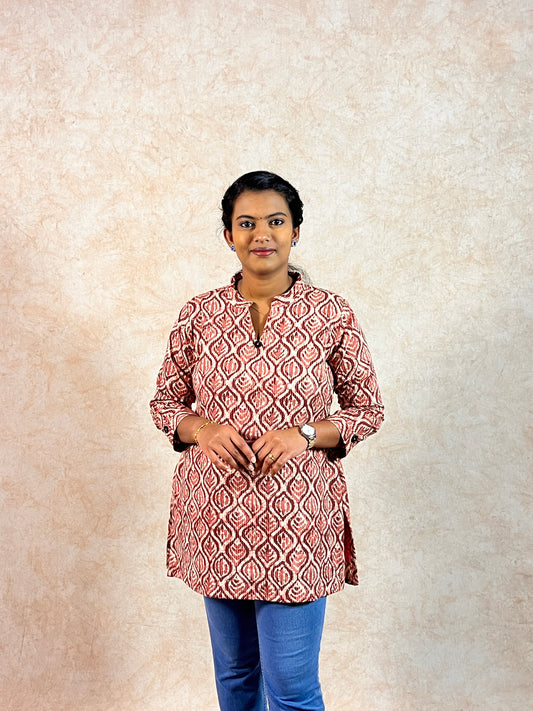 Pink Kantha Cotton Short-Top (YM0007)