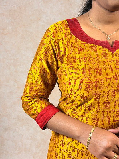 Mustard Yellow Silk Cotton Kurti (YM0008)