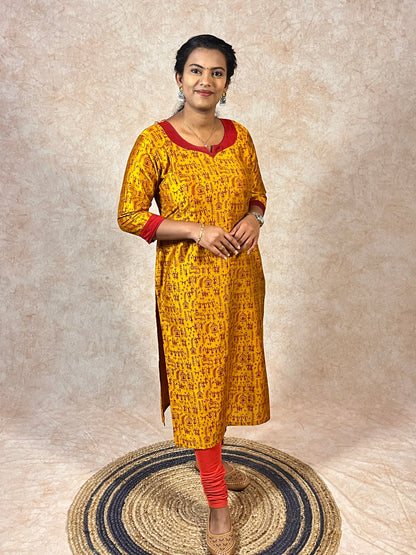 Mustard Yellow Silk Cotton Kurti (YM0008)